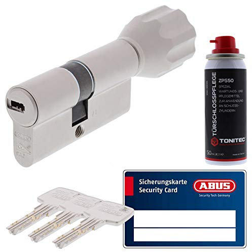 ToniTec Set aus ABUS Profilzylinder Schließzylinder mit Knauf EC660 Knaufzylinder mit 3 Schlüssel Größe 40-40K + ToniTec Pflegespray