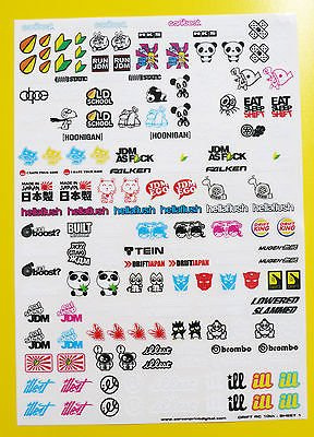 RC 18th maßstab DRIFT Sticker Aufkleber DRIFTENDE JDM GROßES DURCHSICHTIG VINYL VORGESCHNITTEN SET
