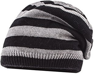 maximo Baby-Jungen Streifen Mütze, Mehrfarbig (mittelgraumeliert/Schwarz 4946), 51/53