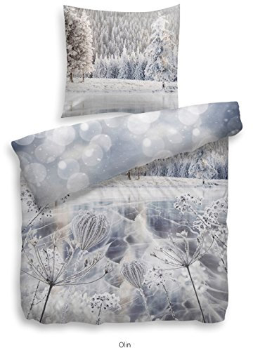 Heckett & Lane Refined Satin Bettwäsche Olin 155x220 cm blau
