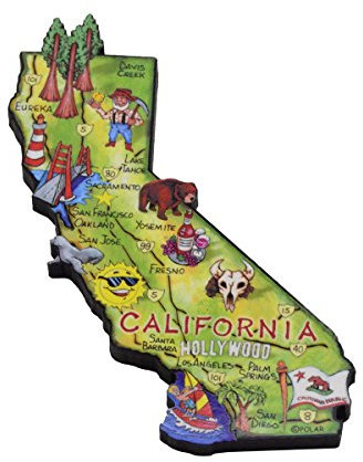 Große State Of California Westerngitarre Artwood Jumbo Natur Kühlschrank Magnet