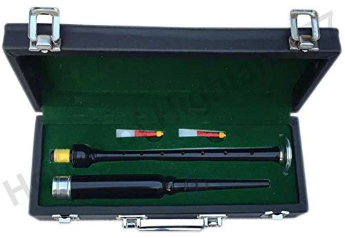 Scottish Highland Dudelsack Palisander, Schwarz / Braun, mit silberfarbenen und elfenbeinfarbenen Halterungen Black Silver Mounts.3