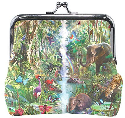Eslifey Mini porte-monnaie Motif animaux de la forêt tropicale