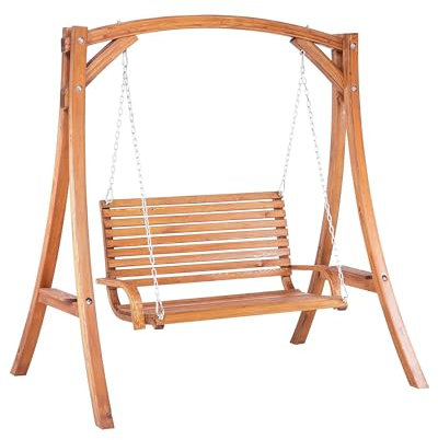 Balancelle de Jardin en Bois Foncé Assise Confortable et Élégante pour Terrasse au Style Campagne Beliani
