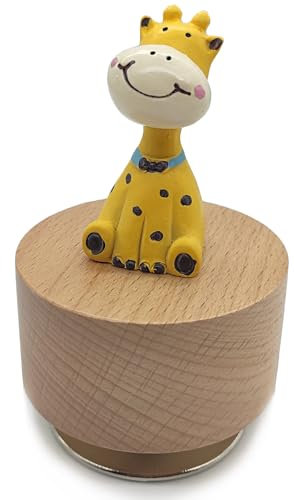 falado Mini Wooden Animal Rotary Music Box with Cute Giraffe Ornament (Edelweiss)