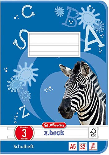 Herlitz Heft A5 Lineatur, holzfreies Papier, 32 Blatt, weiß (Lineatur 03 | 10er Pack)
