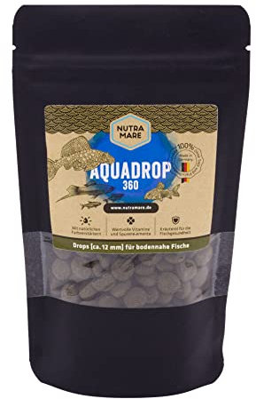 Nutramare Aquadrop360 250ml Futtertabletten | Aquarium-Hauptfutter für Bodenfische und Krebse, Spirulina, Formstabil