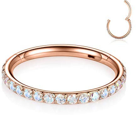 hengkaixuan 18G Septum Clicker Ring Daith Ohrringe Muschelschmuck Nahtloser Clicker Ring Chirurgischer Stahl Turm Tragus Muschel Piercing Schmuck Kleiner Creolenohr Nasenring Gold 12mm Klar AB CZ