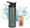 Mango Trinkflasche mit Fruchteinsatz - Stahl - Ideal für Aktivitäten im Freien - Hält Flüssigkeiten kühl - Auslaufsicher, Robuste Silikon O-Ringe - Teeflasche mit Sieb - 600ml - Grün