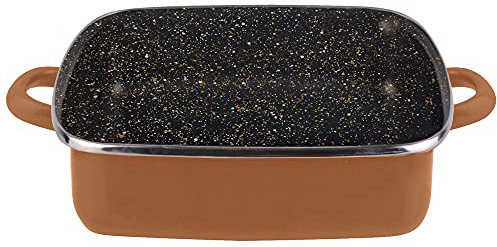 Magefesa COPPER tartera cuadrada 27 sin tapa de vidrio, acero esmaltado vitrificado, en cobre, inducción y lavavajillas