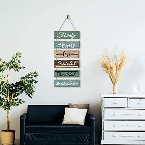 SUPERDANT 6 PCS Cartello Decorativa Legno Famiglia Casa Amore Grato Benedetto Targa in Legno Porta Targa Decorativa Targa A Doghe da Parete Decorazione Artistica per Ingresso Fattoria Regalo di Natale