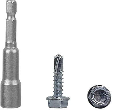 Confezione da 250 pezzi, DIN 7504 K in acciaio zincato 4,8 x 19 mm, viti autoforanti in lamiera di metallo, testa a rondella esagonale, autofilettante (250, 4,8 x 19 mm)