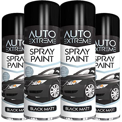 Classic Signature - 4 x Auto Extreme Black Matt Spray Paint 250ml Professional Quality, Perfect Finish for Cars, Bikes,Vans, Metal, Wood