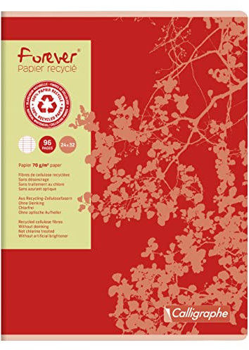 Clairefontaine 17493C - Packung mit 10 Heften Forever Calligraphe, DIN A4+, 24x32 cm, 48 Blatt, französische Lineatur, Recycling Papier, 70 g, sortierte Farben, 1 Pack