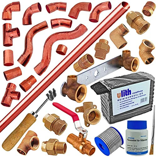 Löt Fitting alle Sorten | Kupfer Rotguss | Winkel Bogen Übergang T-Stück Zubehör | 10-35 mm >>> Kupfer T-Stück (i-i-i) 22mm