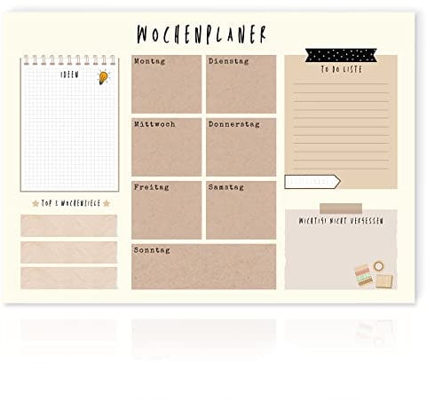 Clever Gadgets Wochenplaner Block A4 (50 Blatt) im Pinnwand Design | ohne festes Datum | Schreibtischunterlage | To-Do-Liste | mit praktischen Notizfeldern | Weekly Planner | gedruckt in Deutschland
