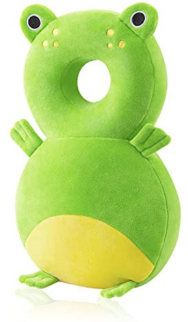 JINYJIA Baby Kopfschutz, Atmungsaktive Baby Head Schutzpolster, Verstellbares Baby Schutzkissen, zum Kleinkinder Krabbeln und Laufen Lernen, für Kinder Von 4 Bis 24 Monaten, Frosch