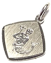 Sternzeichen Kettenanhänger 925/- Sterling Silber rhodiniert teilweise matt - Wassermann - Platte eckig