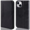 VISOUL Hülle für iPhone 14, Schutzhülle Erstklassiges Rindsleder Schützt vor Stoß Kartenfach Magnetverschluss Stand RFID TPU Etui Case Schwarz