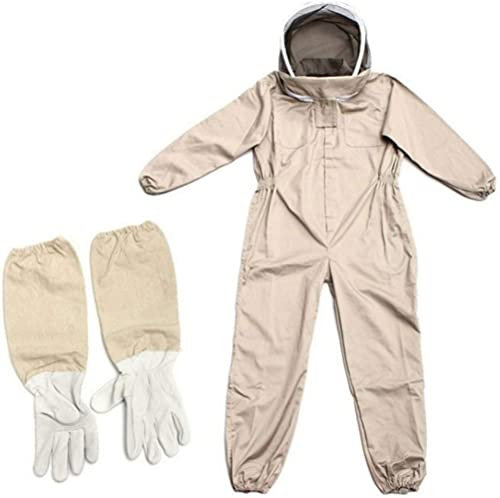 Bozaap Bienenanzug mit Handschuhen, Schutzanzüge Imker, professioneller Imkeranzug Männer und Frauen, Bienenhalter-Ausrüstung, Overall, Bienen-Outfit