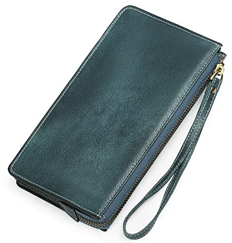 GAEKEAO Clutch Geldbörse Damen PU Leder, Portemonnaie Damen Gross, Geldbeutel Damen Groß, Frauen Portmonee mit Reißverschluss Lang, RFID Schutz Brieftasche, Slim Wallet