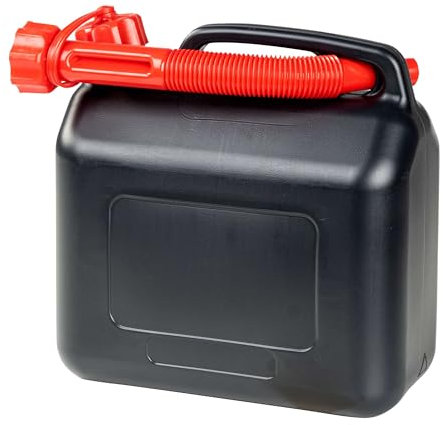 Walser Benzinkanister 5 Liter, Krafstoffkanister UN-geprüft mit Ausgießer, Reservekanister mit Sicherheitsverschluss, Diesel-Kanister schwarz/rot