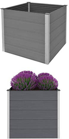 Hommdiy Garten-Hochbeet WPC Pflanzkübel Pflanzkasten Blumenkasten 100x100x91 cm Grau