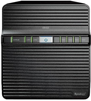 Synology DS423 Station de disque NAS 4 baies (Realtek RTD1619B 4-Core 1,7 GHz, 2 Go de RAM DDR4, 2 x RJ-45 1 GbE), 12 To avec 4 disques durs NAS Seagate IronWolf NAS (ST3000VN006)