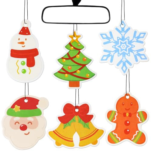Duftbaum Auto Weihnachten x6, Lufterfrischer Duftbaum, Duftanhänger Auto, Car Air Freshener, Duftanhänger 6 Düft Palo Santo, Kokosnuss, Mandarine-Orange, Feige, Insel-Erinnerungen, Verschneiter Winter