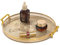 Tissting Ambre Or Plateau Rond avec Poignées, Plateau à Café Décoratif, Transparent Simple Pain Fruits Plateau de Service Dessert Collation Assiette à Bonbons pour Cuisine, Salle de Bain, Salon