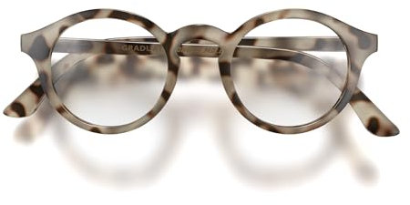 LONDON MOLE® „Graduate“-Lesebrille – coole runde Brille für Männer und Frauen, entworfen für Stil, Komfort und Haltbarkeit – glänzendes blasses Schildpatt – Vergrößerung +2.0