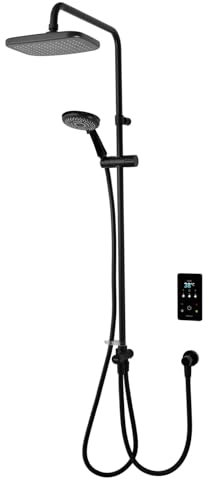 Triton Showers ENVI® | Thermostatic Electric Shower | 9 kW | DuElec | Smart Shower | Digital Shower | with Showerhead & Anti Twist Hose | Black | Rainfall Showerhead