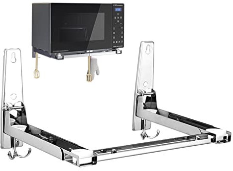 Mikrowellenhalterung Wand Aus Edelstahl,Universal Mikrowellen Halterung Mit Ausziehbaren Armen,Faltbare Mikrowelle Ständer Halter,Microwave Wandbefestigung,Organizer for Küchen Ofen Mikrowellenhalter