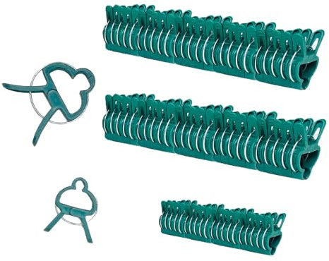 heyfurni 70 Pflanzenclips, Pflanzenklammern/Tomatenclips für Tomaten, Rosen, Reben, Gurken, Gemüse und andere Rankpflanzen, Gartenclips/Tomatenklammern, grün, 50×L,20×S