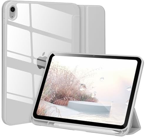 Case for iPad 10th Gen 10.9’‘ 2022, Shockproof Hard Shell Clear Cover with Pencil Holder, Auto Wake/Sleep, Gray