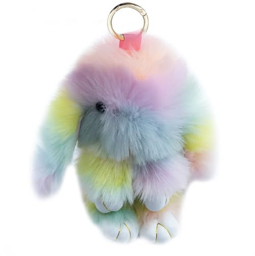 Xsclpomddy Plüsch Hase Schlüsselanhänger Mit Pom Pom Für Taschenanhänger, Handtasche, Autoschlüssel - Accessoires Und Dekoration