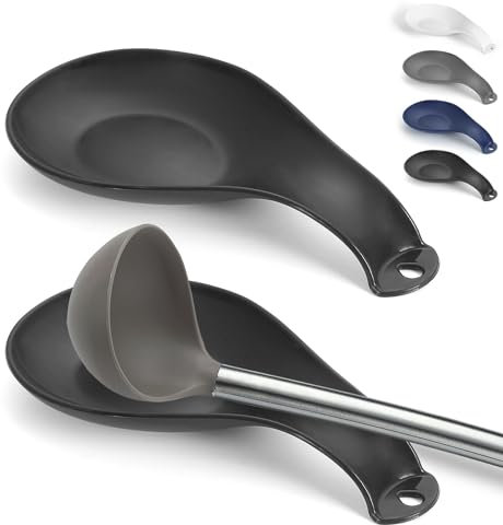 ReaNea Porta Cucchiaio in plastica 2 pezzi, Poggiacucchiaio, portacucchiai per piano cottura, porta utensili da cucina per mestoli, pinze, spatola, porta cucchiaio per fornelli