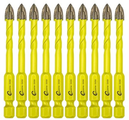 SANLEETEK Masonry Carbide Drill Bits Set - 10pcs 6mm Tungsten Carbide Tip with Quick Change Hex Shank for Wood Plastic Masonry Ceramic Tile Concrete