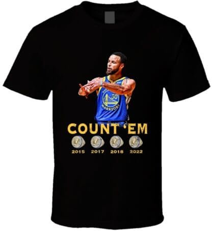 Count Em Steph Curry Four Rings T Shirt XL BlackMedium