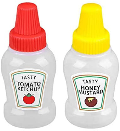 Botellas de ketchup Squeeze 2 piezas mini botellas de ketchup, 25 ml de tomate ketchup recipientes de recipientes de compresión, plástico de condimentos portátiles de condimentos portátiles para niño
