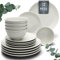 Steingut Geschirrset 4 Personen Hygge 12 tlg. TESTSIEGER, Traumhaftes Skandinavisches Steingut Geschirr Set, Schüssel- und Teller Set, Tafelservice 4 Personen, Geschirrsets Pure Living in Beige