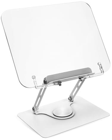 HONMEET Acrylic Reading Bookshelf Holder Stand Desk Book Holder Rotatable Book Stand for Studying