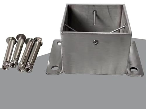 Base di ancoraggio per palo in acciaio inossidabile, 5 x 5, 7 x 3, 4 x 4, 12 x 15, 15 x 15 cm, 17,8 x 17,8 cm, 20 x 20 cm, kit di staffe per pali per pergola, portico, giardino, legno, supporto