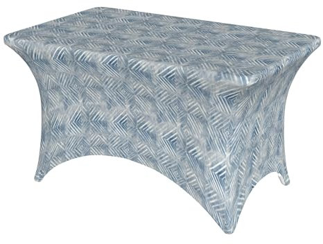 4FT Stretch Spandex Tischdecke, Rustic Provence Blue Gray Tischwäsche Spandex Tischtuch, Reißfest Rechteckige Tischdecke Gartentischdecke für Veranstaltungen, Hochzeiten, Bankette und Partys