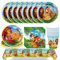 SWZY 41PCS Lion Party Tableware Set, Kids Birthday Party Tableware, Paper Cup, Handkerchief, Tablecloth,Lion Theme Set