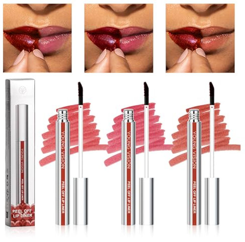 Peel Off Lipliner Stain, 3 Pcs Matt Wasserfest Lang Anhaltend Peel Off Flüssig Lip Liner, Wischfest Hochpigmentiert Lipliner Wasserfest Für Frauen Mädchen Lippen Make Up