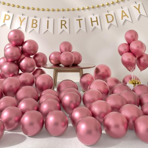 AULE Kleine Luftballons Rosa Metallic: 50 Stück 5 Zoll 13cm Luftballon Klein Rosa Helium Ballons Latex Ballon für Geburtstag Deko