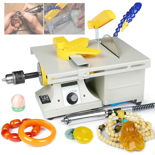 Machine de Tampon de Polissage de Roche avec Tuyau d'eau réglable Universel-Support de Traitement de Refroidissement par Eau,Mini scie à Table lapidaire pour Bijoux avec Accessoire de broyeur élect