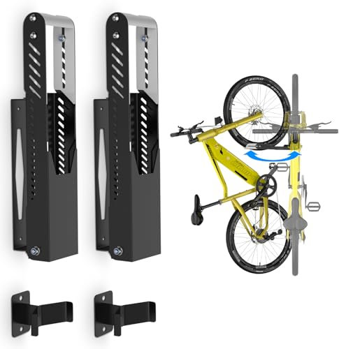 IMAYCC Lot de 2 supports muraux pivotants professionnels pour vélo, vertical, réglable, pliable, pas de levage nécessaire, gain de place pour la maison et le garage