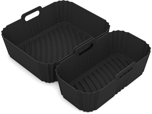 Heißluftfritteuse Zubehör für Tefal EY9018 Dual Easy Fry Airfryer Einsatz Zubehör Dual Zone 5,2L/3,1L,Silikon Backform für Tefal EY942BE0 6,5/4,5L,Cecotec 9L 5,5/3,5L,Air Fryer Einsatz (2 Stück)